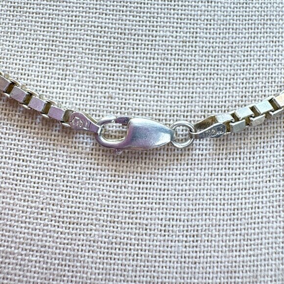 VTG Sterling Silver 925 Box Link Chain Necklace Lobster Clasp Size 17.5" Length - Picture 5 of 10